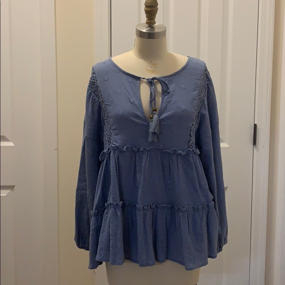 Altar’d State Blouse - m - Dusty Blue NWT